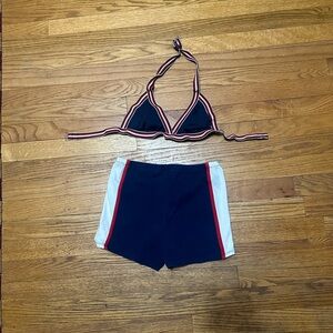 90s Vintage Xhilaration Navy Striped Bikini Set